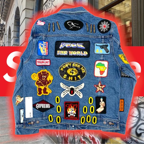 🚨GRaiL ALeRt🚨2018 SuPReMe PaTcHeS 🚸 DeNiM TRuCKeR JaCKet 🧥 - Picture 2 of 6